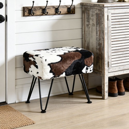 Cow print vanity - vanity, stool