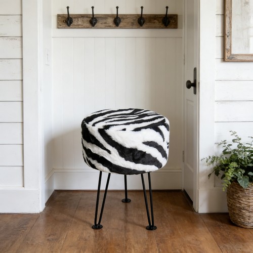 Zebra print vanity stool chair - print,